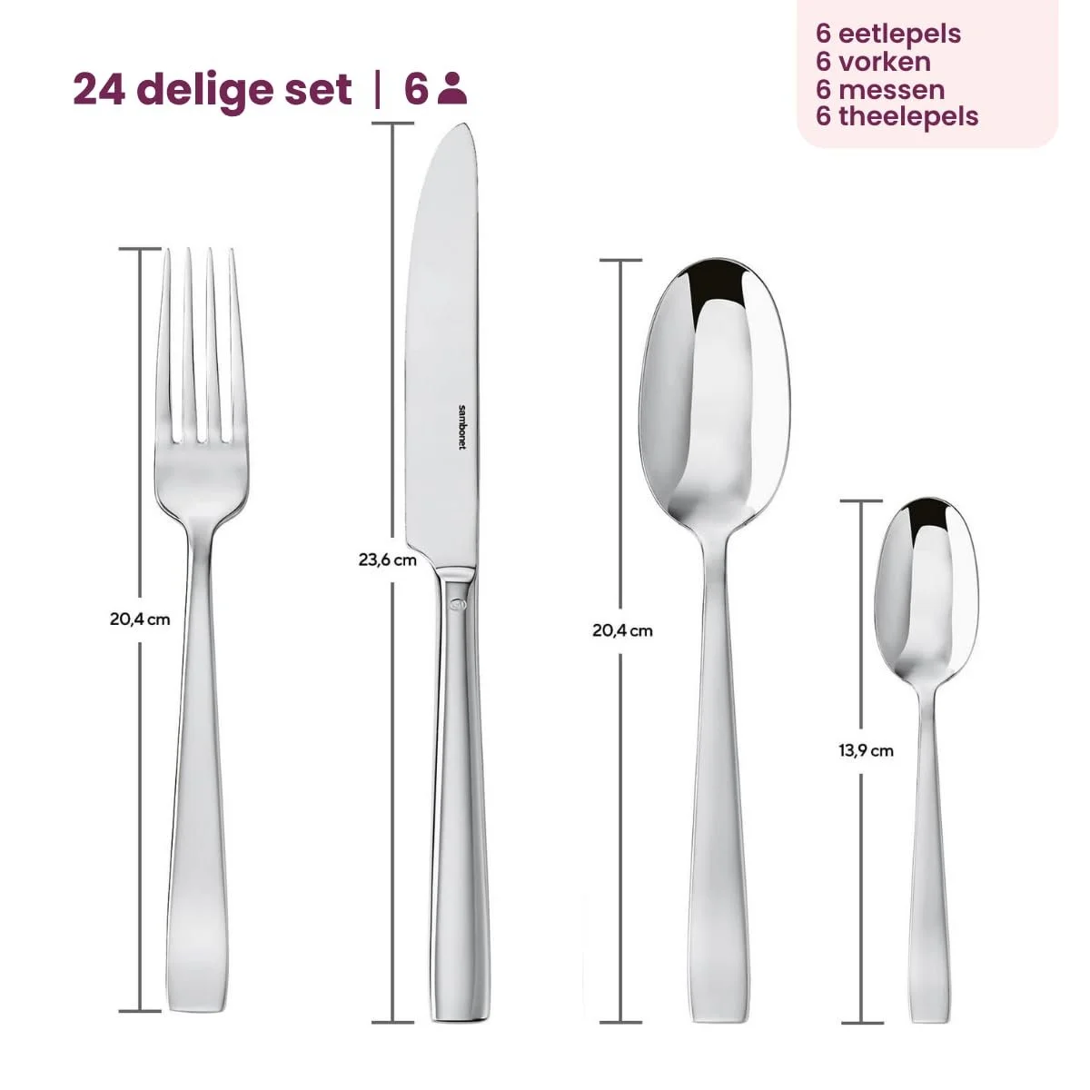 Набір столових приборів Sambonet 62512 24 шт, фото №7 Набір столових приборів Sambonet 62512 24 шт, фото №7