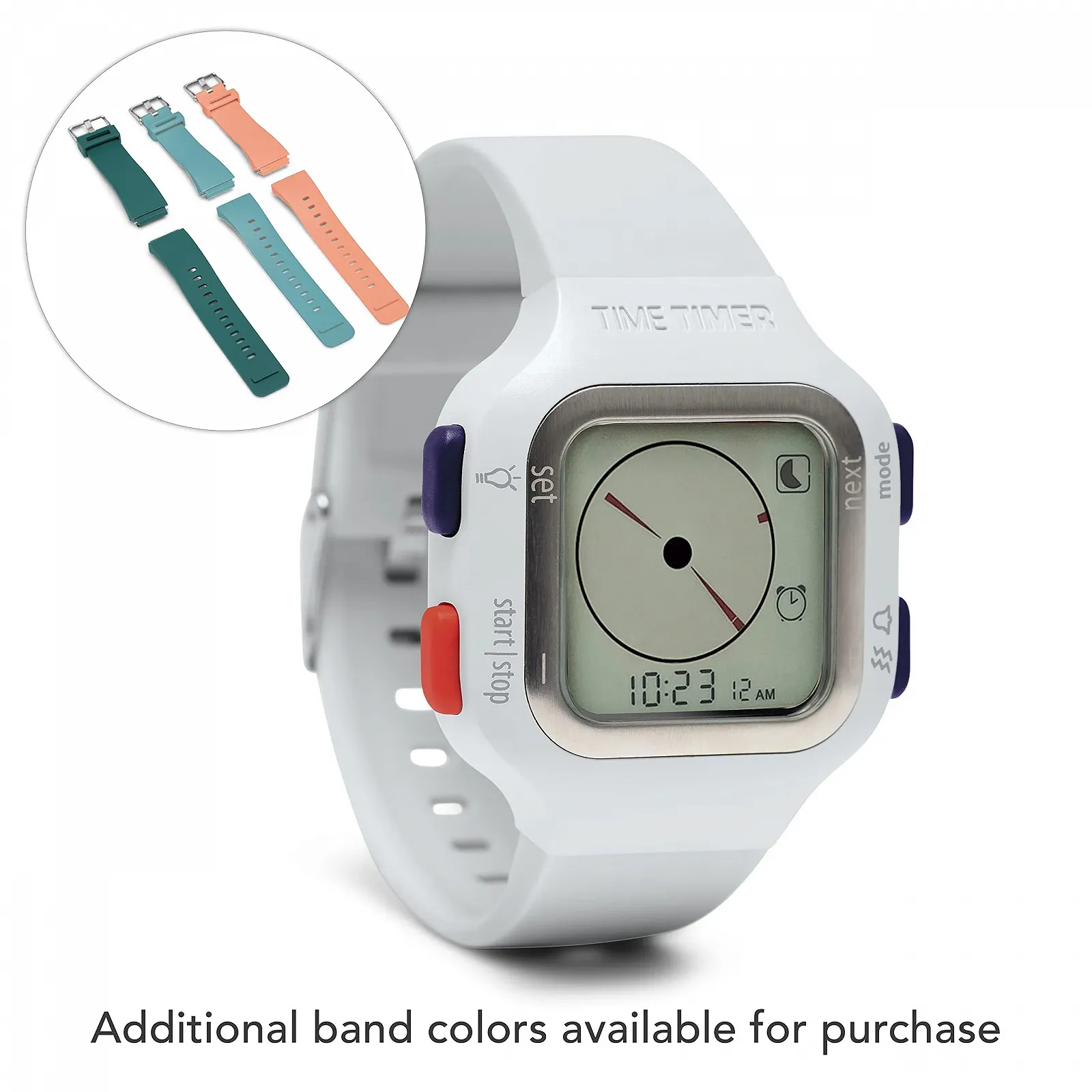 Таймер-часы TIME Timer Watch Visual Analogue and Digital 12/24-Hour Arctic White, фото №3 Таймер-часы TIME Timer Watch Visual Analogue and Digital 12/24-Hour Arctic White, фото №3