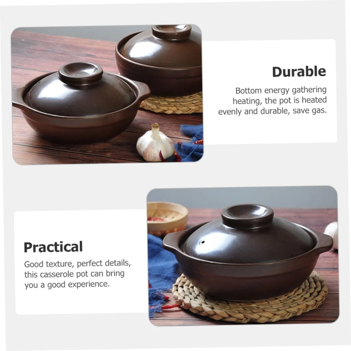 Гусятниця для запікання Zerodeko керамічна з кришкою термостійка з подвійними ручками для газової плити, фото №4