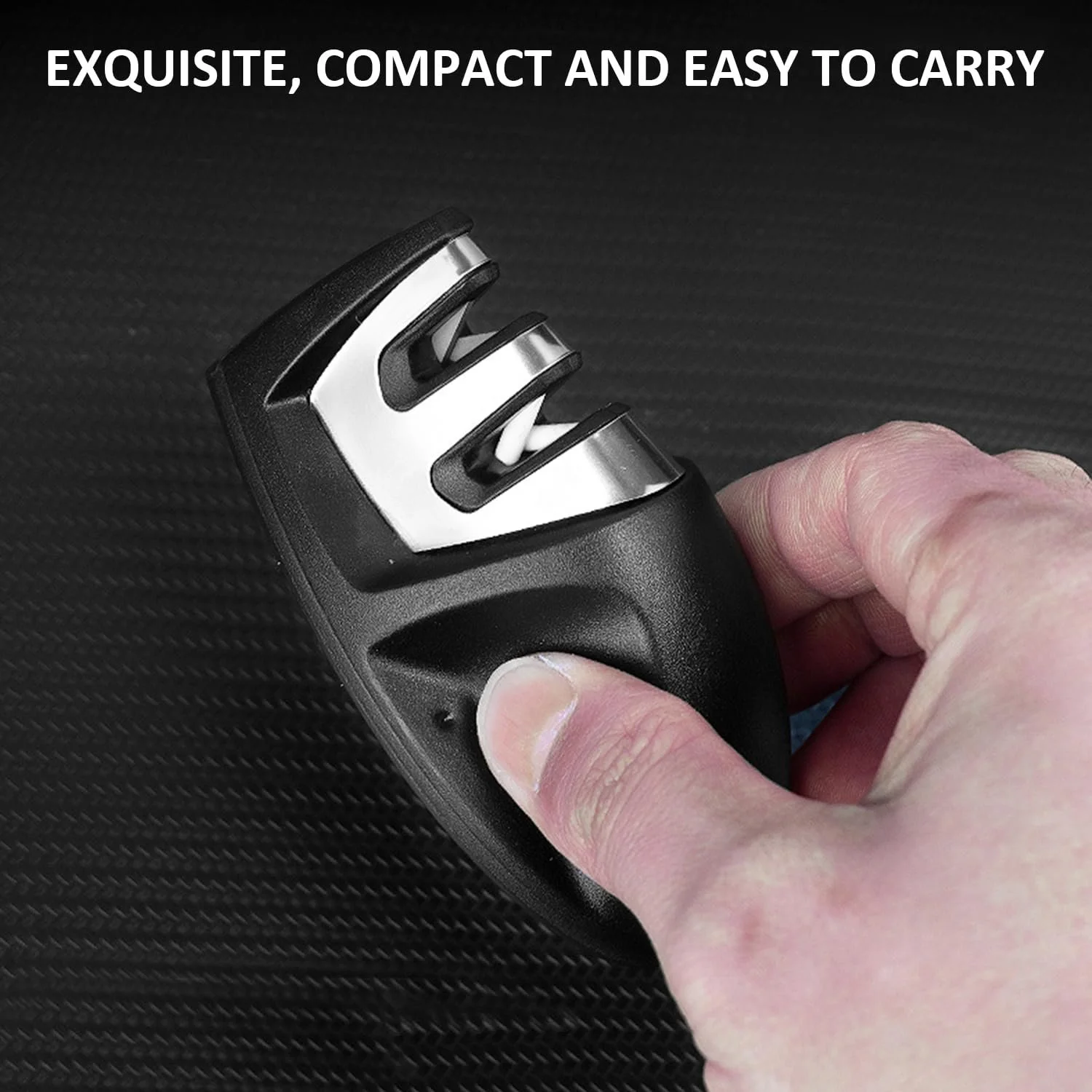 Точилка для ножів ручна портативна міні 9.5 x 4.5 см Чорна, фото №5