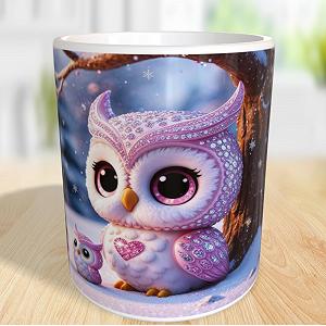 Кухоль 330 мл Чашка Сова Чібі Алмазна Вишивка synthetic.ua - Фото 1