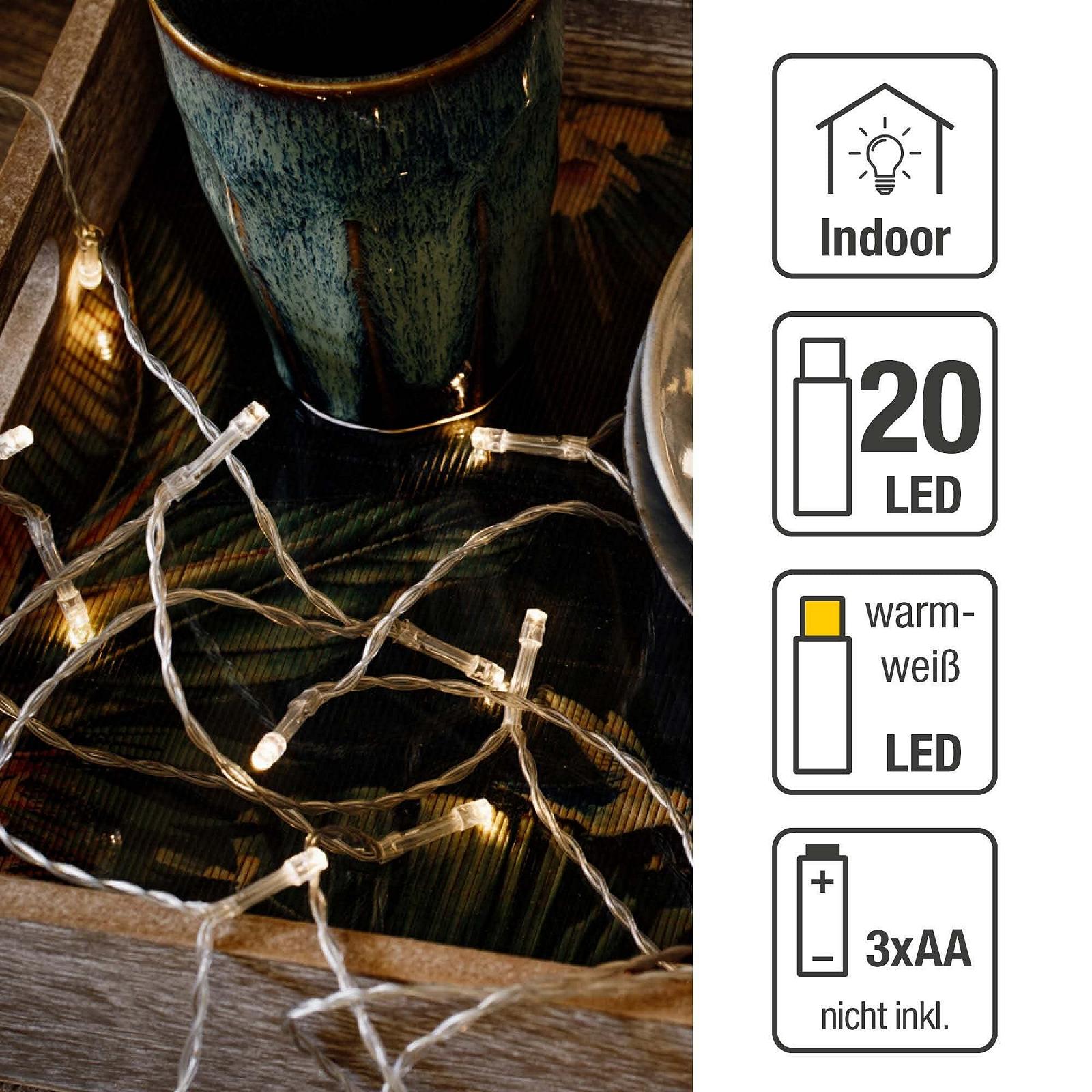Гірлянда Hellum 20 LED, 2.85 м, теплий білий, прозорий кабель, набір 2 шт., фото №3