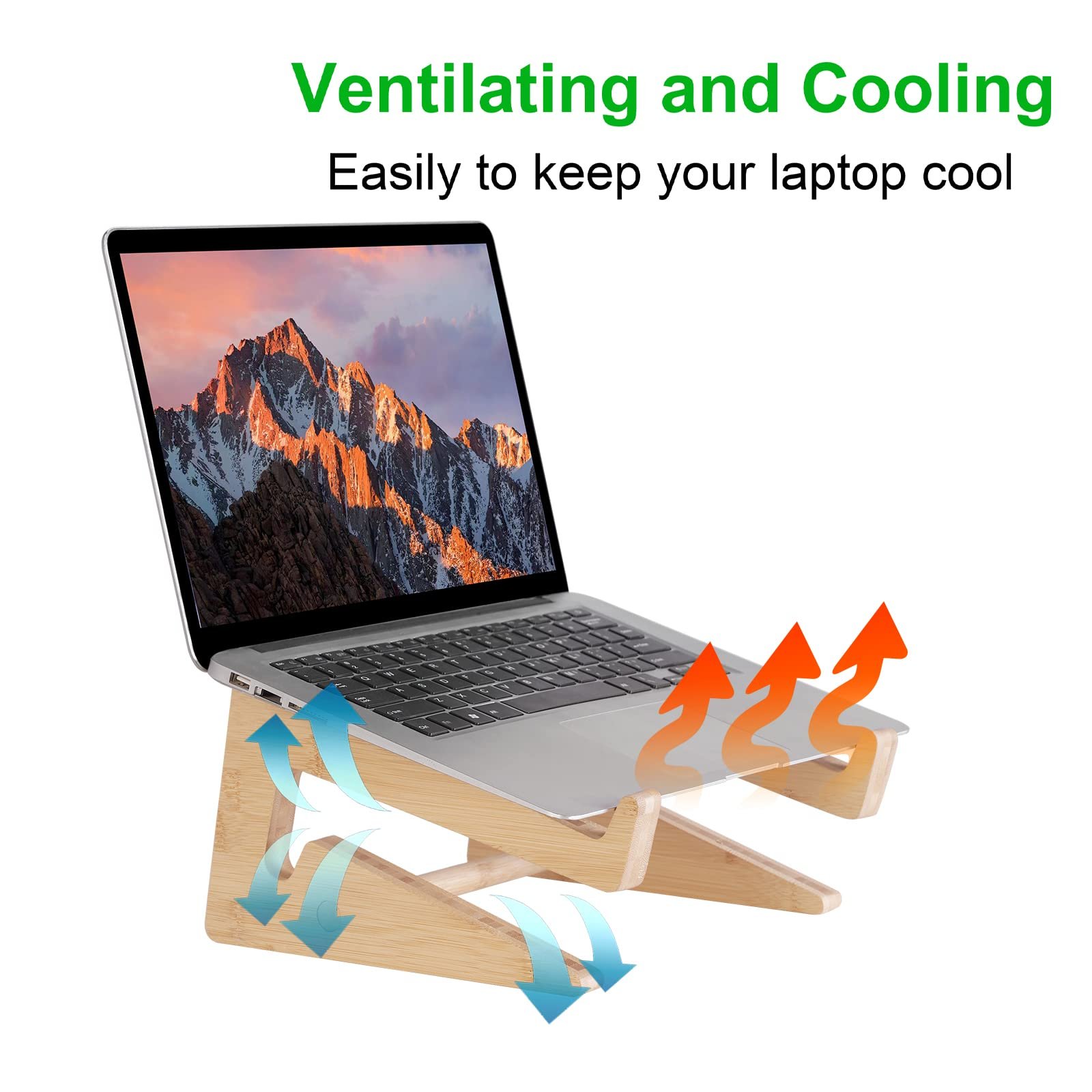 Вертикальна Дерев'яна Підставка для Ноутбука Nuvograin Бамбукова Сумісна з MacBook Air Pro, Dell XPS, Surface Pro, HP, Pixelbook, Lenovo, фото №4