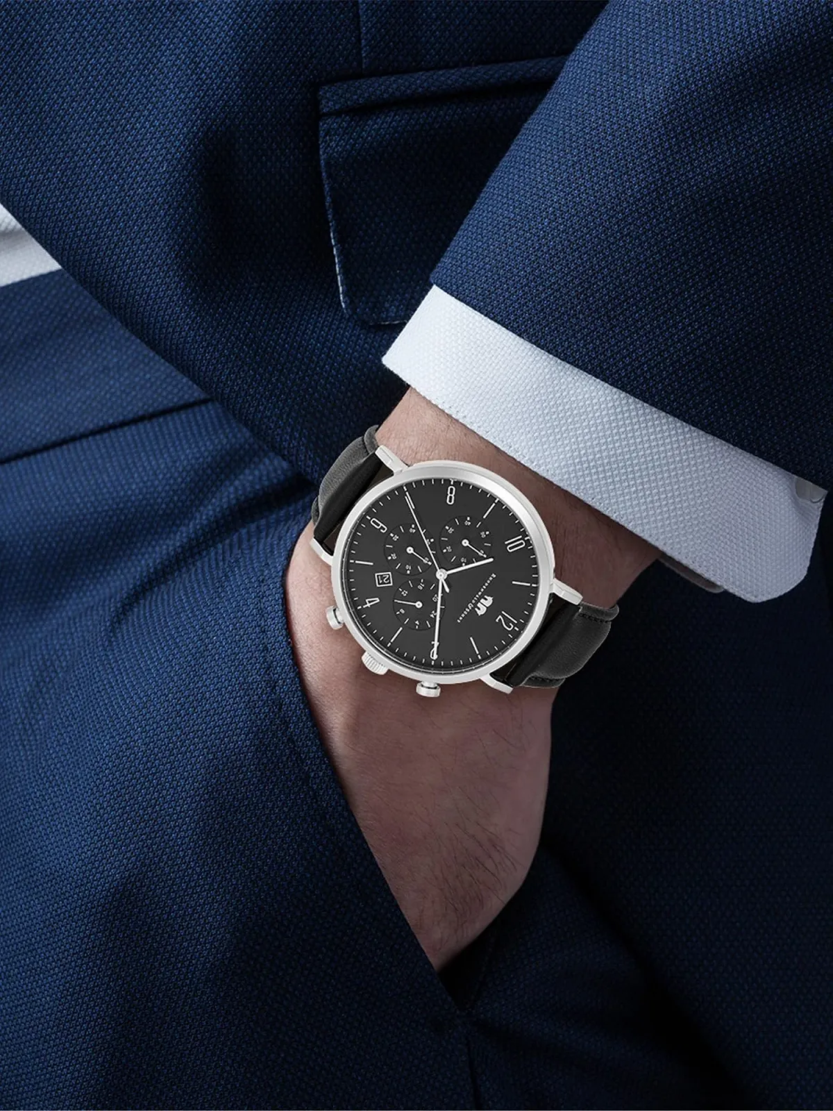 Часы Rhodenwald & Söhne Мужские Аналоговые Кварцевый Механизм Japan Кожаный Ремешок Черный, фото №6