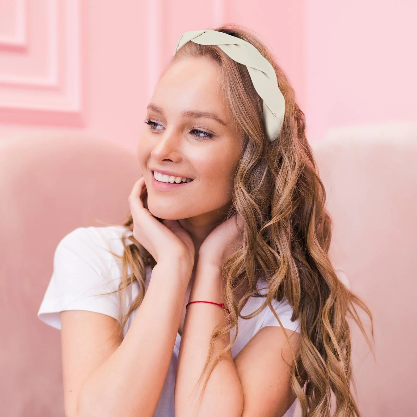 Обруч на голову Sibba, 2 шт., для довгого та густого волосся, плетена, нековзна, фото №5