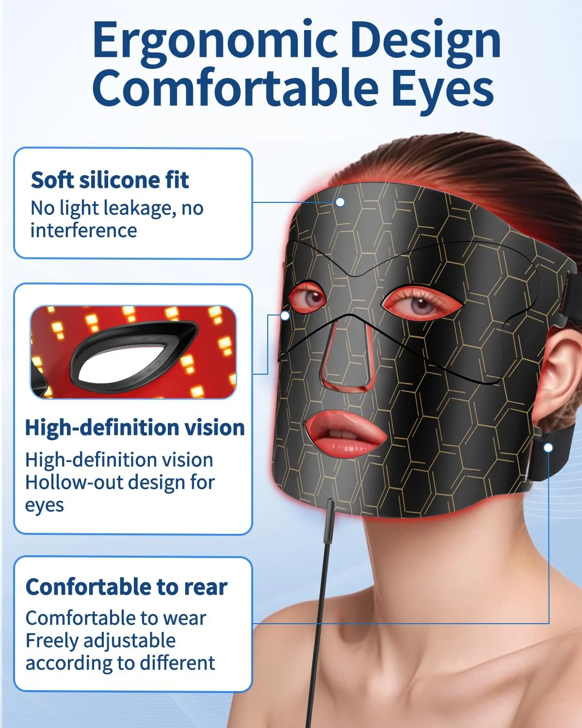 LED Маска для обличчя Світлотерапія Червоне світло для обличчя 7 кольорів, фото №5 LED Маска для обличчя Світлотерапія Червоне світло для обличчя 7 кольорів, фото №5