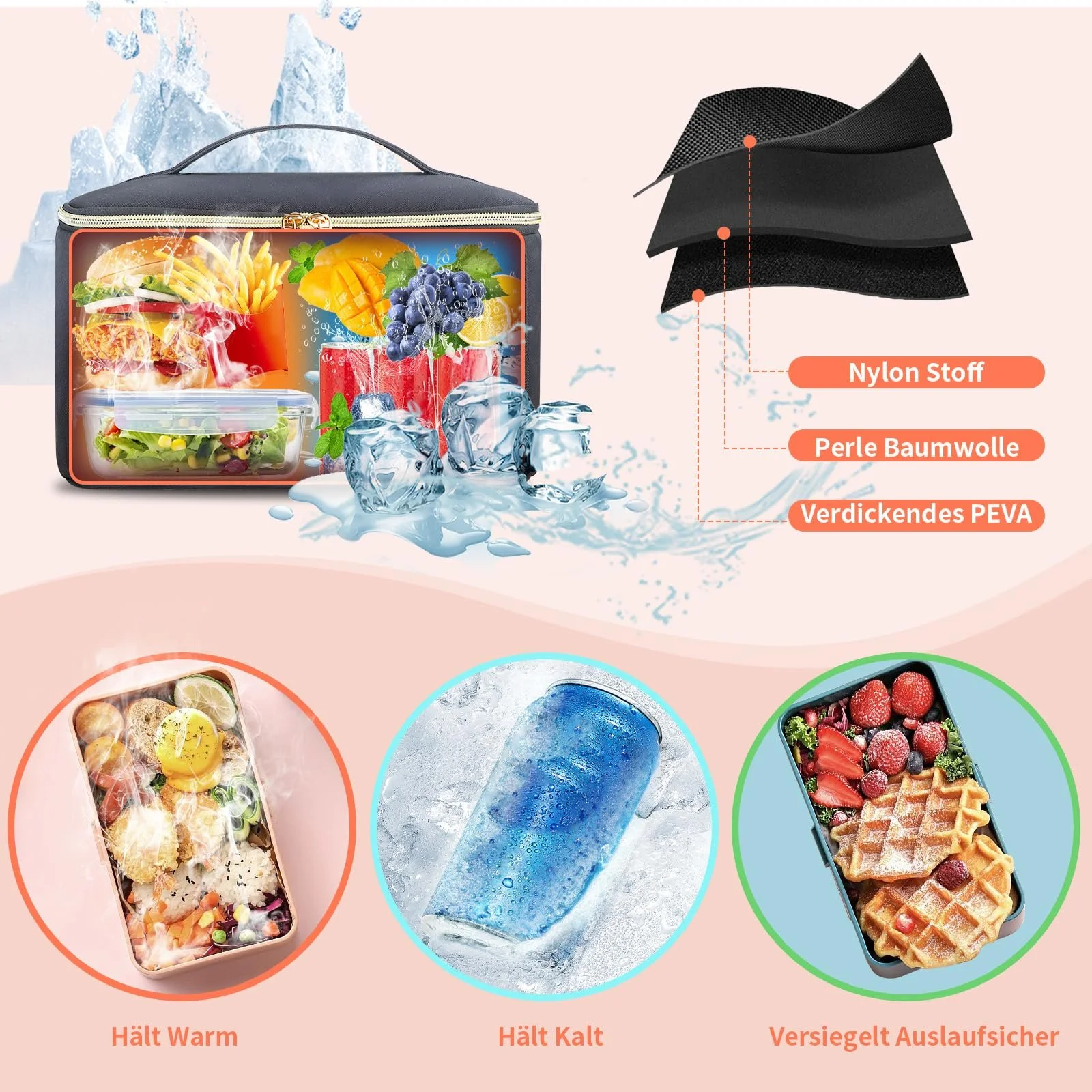 Рюкзак для ноутбука BERTASCHE Lunch 15.6 дюймів з термосумкою 2-в-1 Чорний/Бежевий, фото №4 Рюкзак для ноутбука BERTASCHE Lunch 15.6 дюймів з термосумкою 2-в-1 Чорний/Бежевий, фото №4