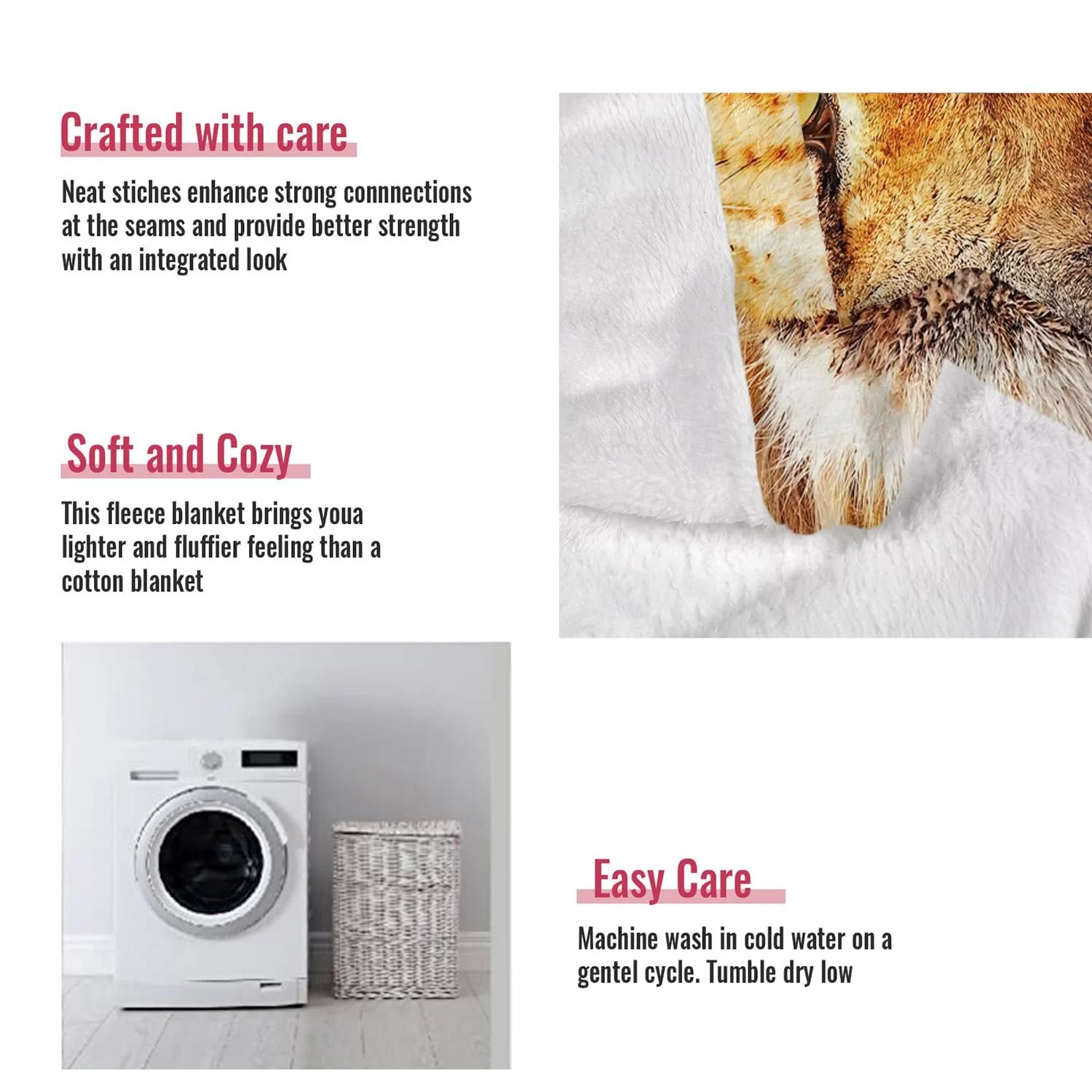 Покривало YISUMEI Фланелева М'яка Флісова Покривало Ліжко 150 x 200 см Лев, фото №5