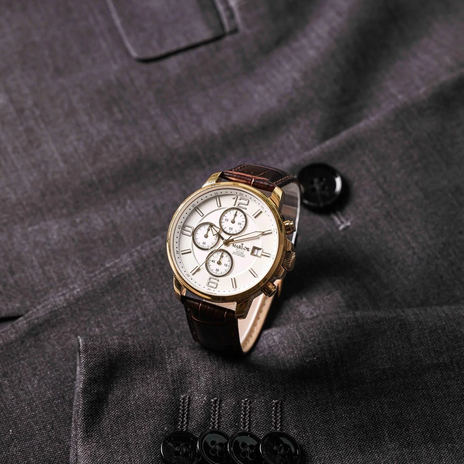 Мужской Хронограф Lucardi Marlow Miller Наручные часы с кожаным ремешком Коричневый 42 мм, фото №4 Мужской Хронограф Lucardi Marlow Miller Наручные часы с кожаным ремешком Коричневый 42 мм, фото №4