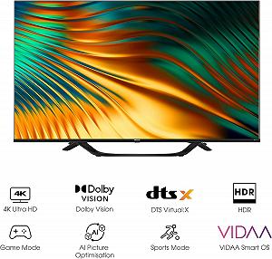 Телевизор 43" Hisense 43A67H / 4K Ultra HD / 60 Гц / VA / Smart TV / Wi-Fi / Bluetooth / T2 / Черный цена на synthetic.ua - Фото 1 Телевизор 43" Hisense 43A67H / 4K Ultra HD / 60 Гц / VA / Smart TV / Wi-Fi / Bluetooth / T2 / Черный synthetic.ua - Фото 1