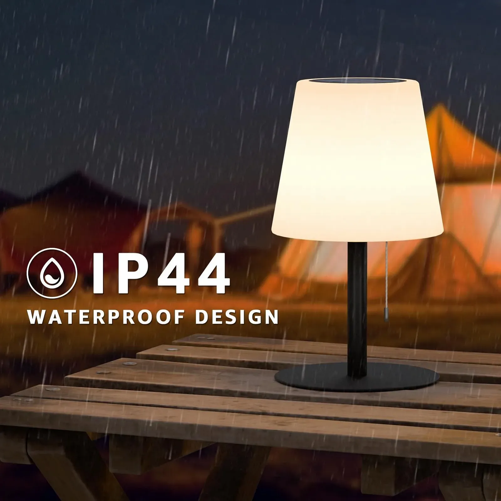 Настільна лампа LED на сонячній батареї бездротова 2-в-1 IP44 водонепроникна Сірий, фото №5