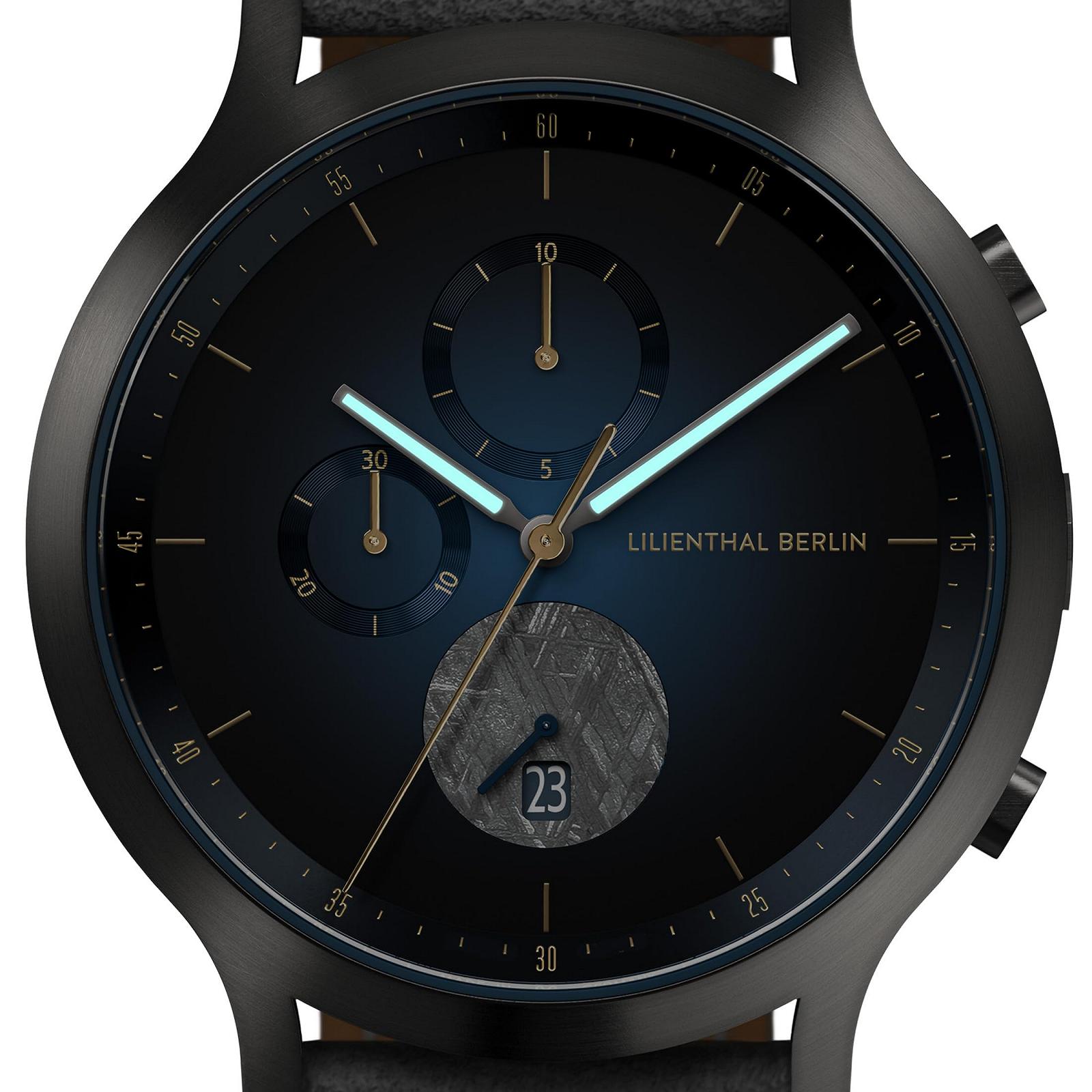 Часы Lilienthal Berlin Meteorite III Chronograph Charcoal Мужские Из хирургической стали Кварцевый Сапфировое закаленное минеральное стекло Метеоритный циферблат 42.5mm, фото №5