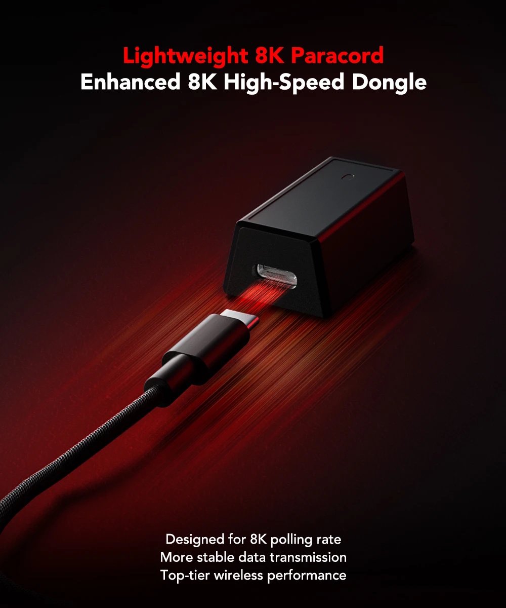 Ігрова мишка KYSONA Jupiter Ultra Red PAW3950 30000DPI 8000Гц 750IPS 50G, фото №9