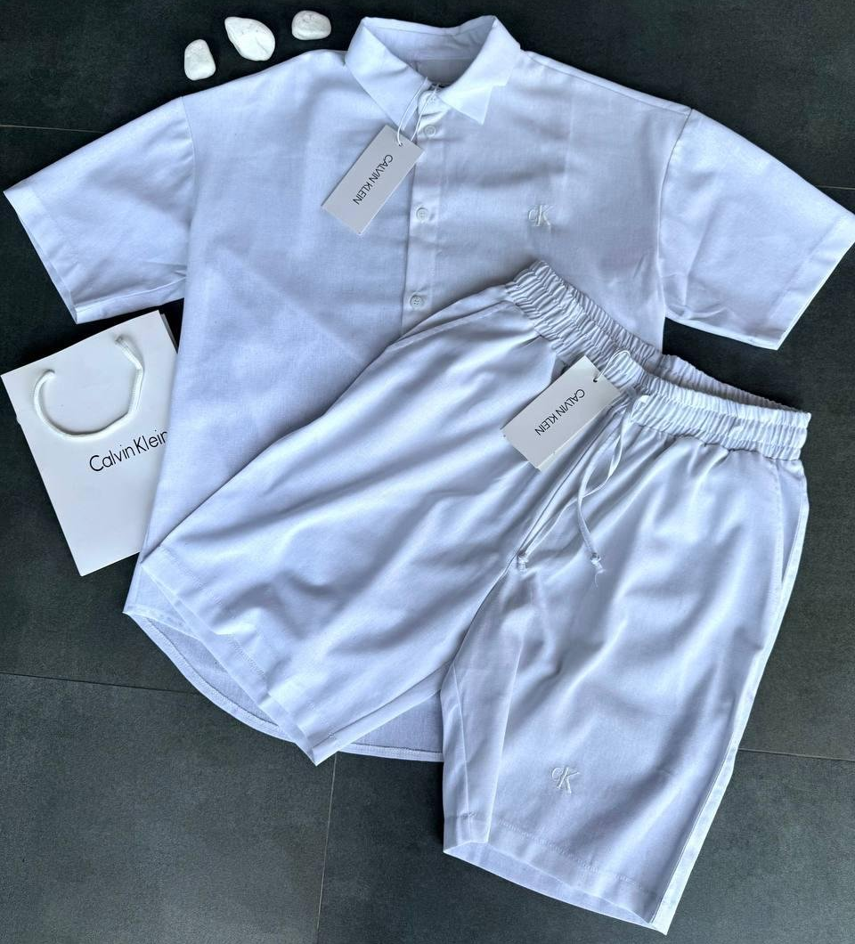Мужской повседневный костюм льняной Calvin Klein белый, фото №1 Мужской повседневный костюм льняной Calvin Klein белый, фото №1