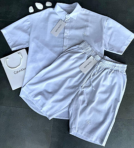 Мужской повседневный костюм льняной Calvin Klein белый - Фото 1