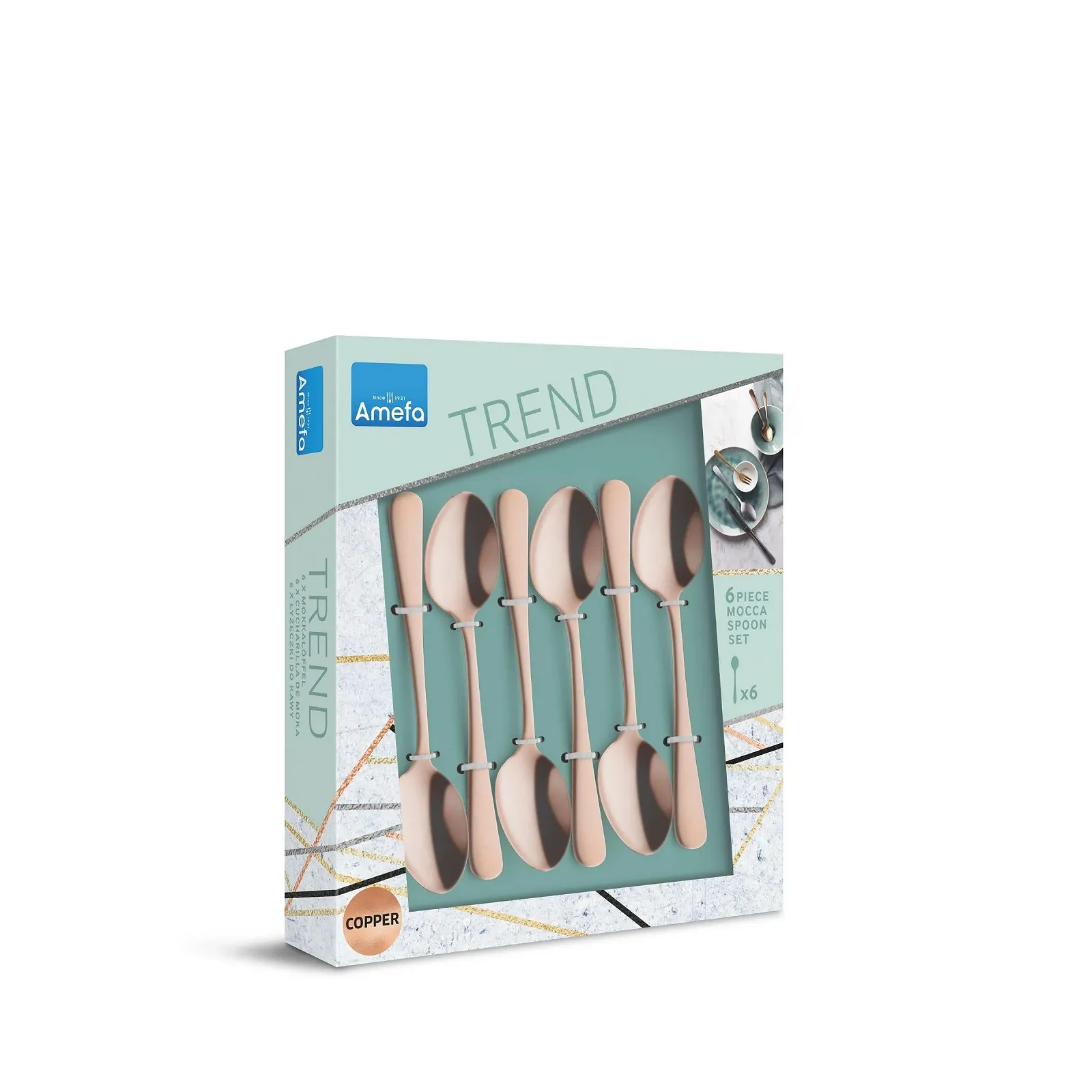 Ложки для еспресо Amefa Austin, набір 6 шт., нержавіюча сталь з PVD-покриттям, мідний колір, фото №5