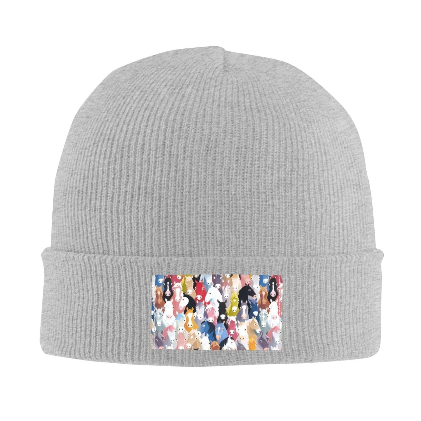 Шапка-бини JBYJBX с красочным мультяшным принтом лошади, осенняя, зимняя, повседневная, для активного отдыха, вязаная, фото №2 Шапка-бини JBYJBX с красочным мультяшным принтом лошади, осенняя, зимняя, повседневная, для активного отдыха, вязаная, фото №2