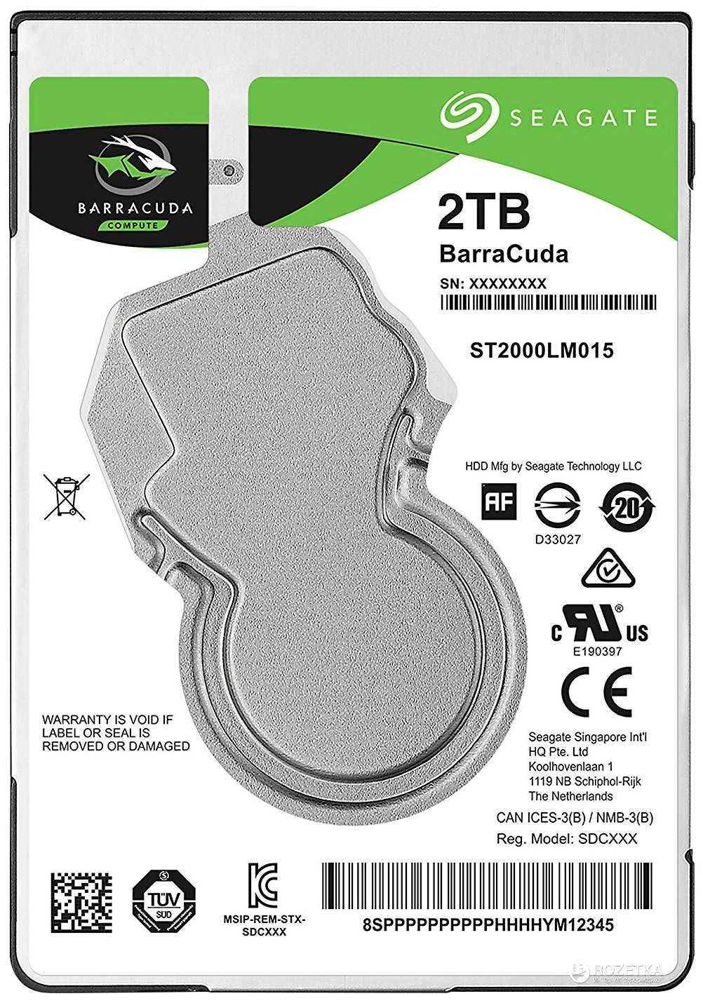 Жесткий диск Seagate BarraCuda 2ТБ 5400об/м 140 МБ/с 2.5" SATA III (ST2000LMZ15/ST2000LM015), фото №1