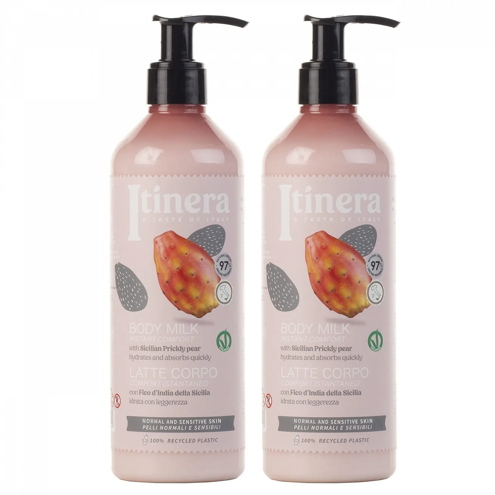Молочко для тіла ITINERA для нормальної та чутливої шкіри з сицилійською опунцією, 97% натуральних інгредієнтів, 370 мл, 2 шт, фото №3 Молочко для тіла ITINERA для нормальної та чутливої шкіри з сицилійською опунцією, 97% натуральних інгредієнтів, 370 мл, 2 шт, фото №3