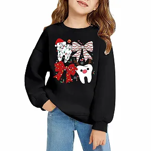 Пуловер для девочки - Детский пуловер Повседневная рубашка с длинными рукавами для девочек и мальчиков Мягкий флис Уютная зимняя и праздничная одежда Праздничная игровая одежда synthetic.ua - Фото 1