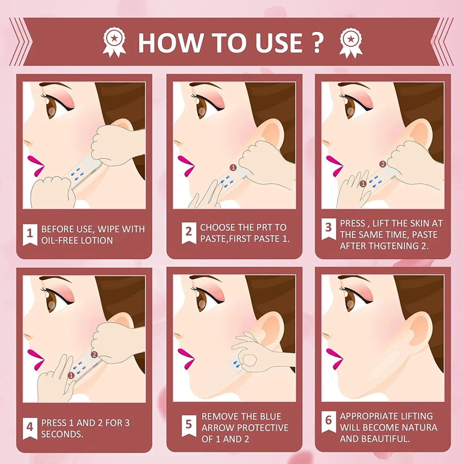 Стрічки для підтяжки обличчя DOKONIMO, 40 штук, фото №5