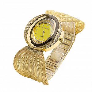 Часы Healvian овальные Chic женские кварцевые с сетчатым ремешком - Фото 1