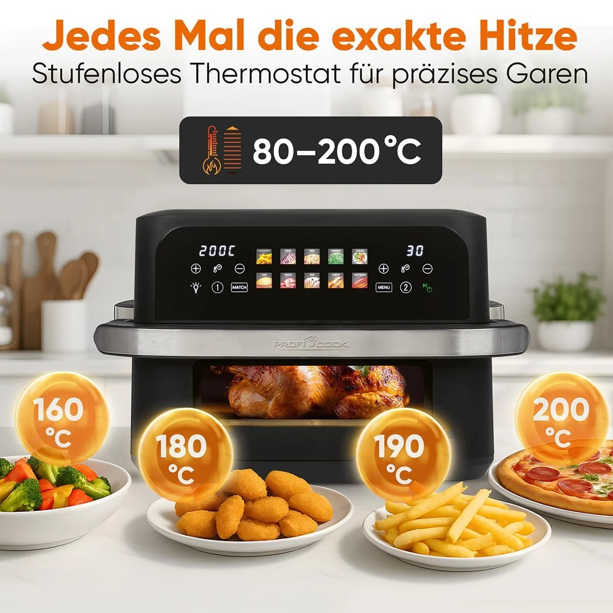 Мультипечь ProfiCook PC FR 1313 H XXL 10 л 2400 Вт 2 камеры 10 программ 80-200 °C, фото №6