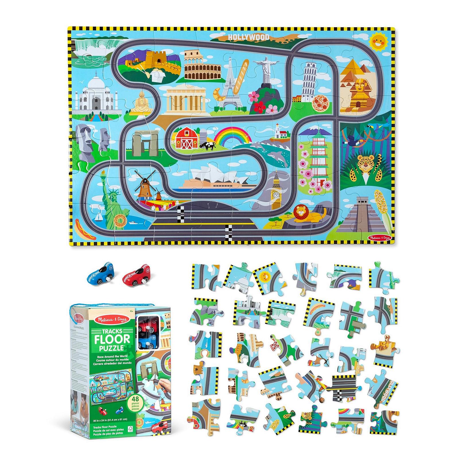 Підлоговий пазл Melissa & Doug Навколосвітні автоперегони 50 елементів 91.4 x 68 см, фото №1