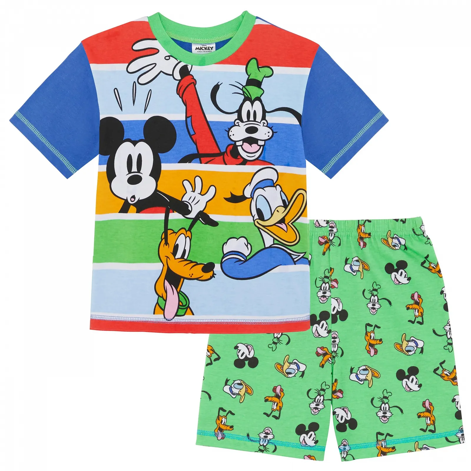 Піжама Disney Mickey, Donald, Goofy, Pluto Смугаста з короткими рукавами 100% бавовна, фото №1 Піжама Disney Mickey, Donald, Goofy, Pluto Смугаста з короткими рукавами 100% бавовна, фото №1