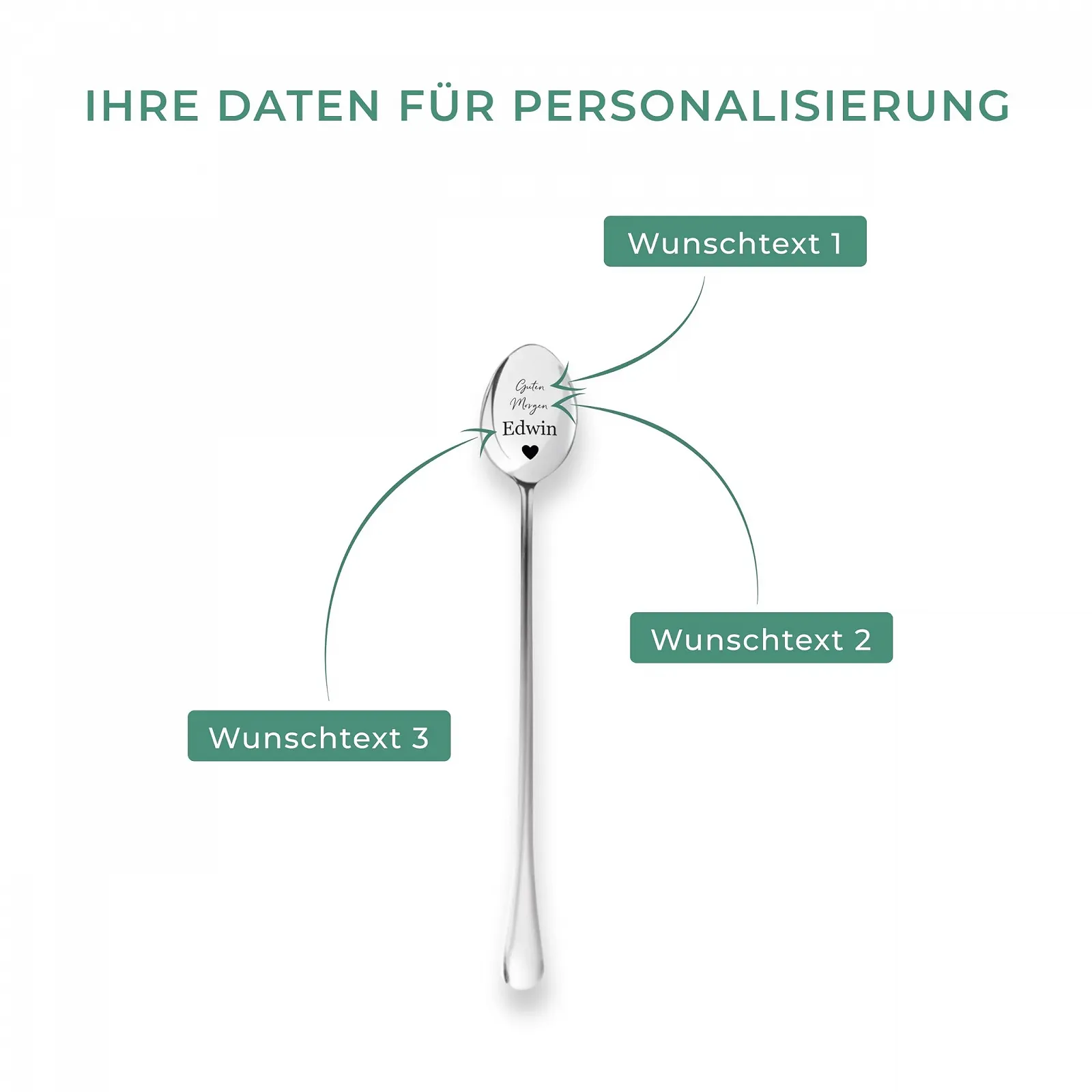 Ложка Десертна LAUBLUST Персоналізована з Текстом Серця, фото №3