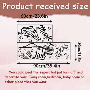 Наклейка на стіну SUPERDANT Live Music Мікрофон Ноти Чорна Вінілова 2 аркуші synthetic.ua - Фото 1