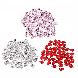 Стрази для манікюру NUOBESTY Краплеподібні Білі та Червоні, 150 шт. - Фото 1