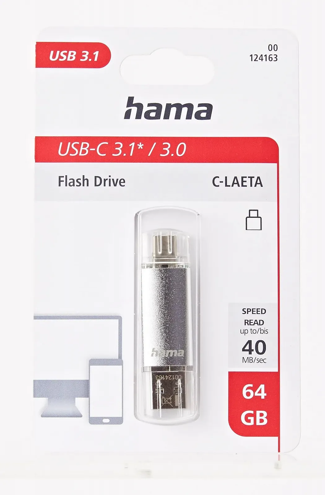 USB-накопичувач Hama FlashPen C-Laeta 64 ГБ USB 3.0 & USB 3.1 Type C, фото №5 USB-накопичувач Hama FlashPen C-Laeta 64 ГБ USB 3.0 & USB 3.1 Type C, фото №5