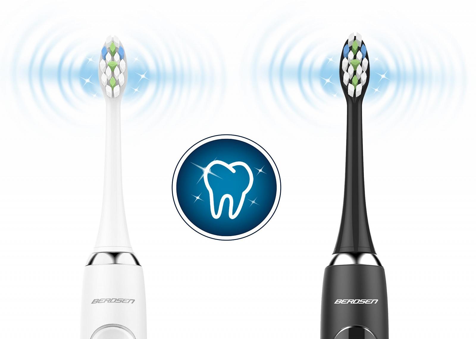 Звукова зубна щітка Berdsen Sonica Набір з 2 шт. Чорна, фото №4