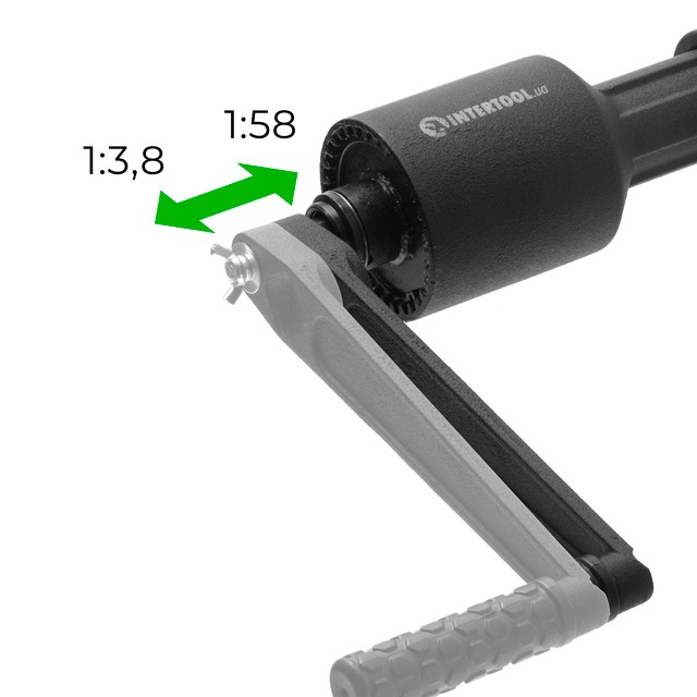 Ключ балонний роторний для вантаж авто 380 мм двошвидкісний макc 3800 Нм головки 32 33 пласт кейс INTERTOOL XT-0006, фото №10
