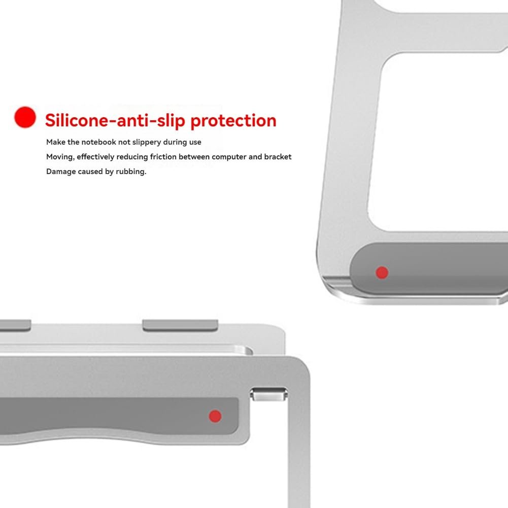 Регульована по висоті алюмінієва підставка для ноутбука, складаний настільний тримач для ноутбуків до 17", фото №5