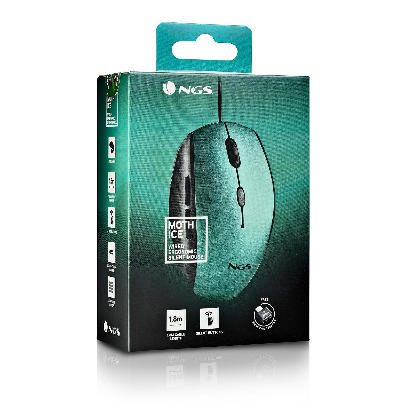 Мышь NGS Moth Ice USB проводная оптическая компьютерная с 5 тихими кнопками и прокруткой, эргономичная, 800/1200/1600 DPI, ICE, фото №7