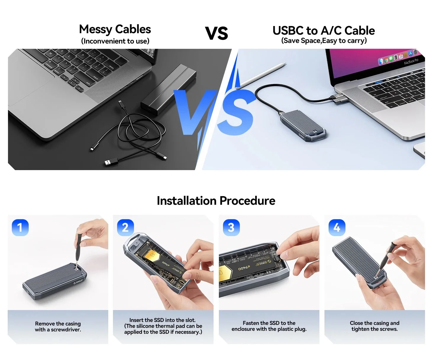 Зовнішній адаптер ORICO 40Gbps M.2 NVMe SSD to USB4, фото №14