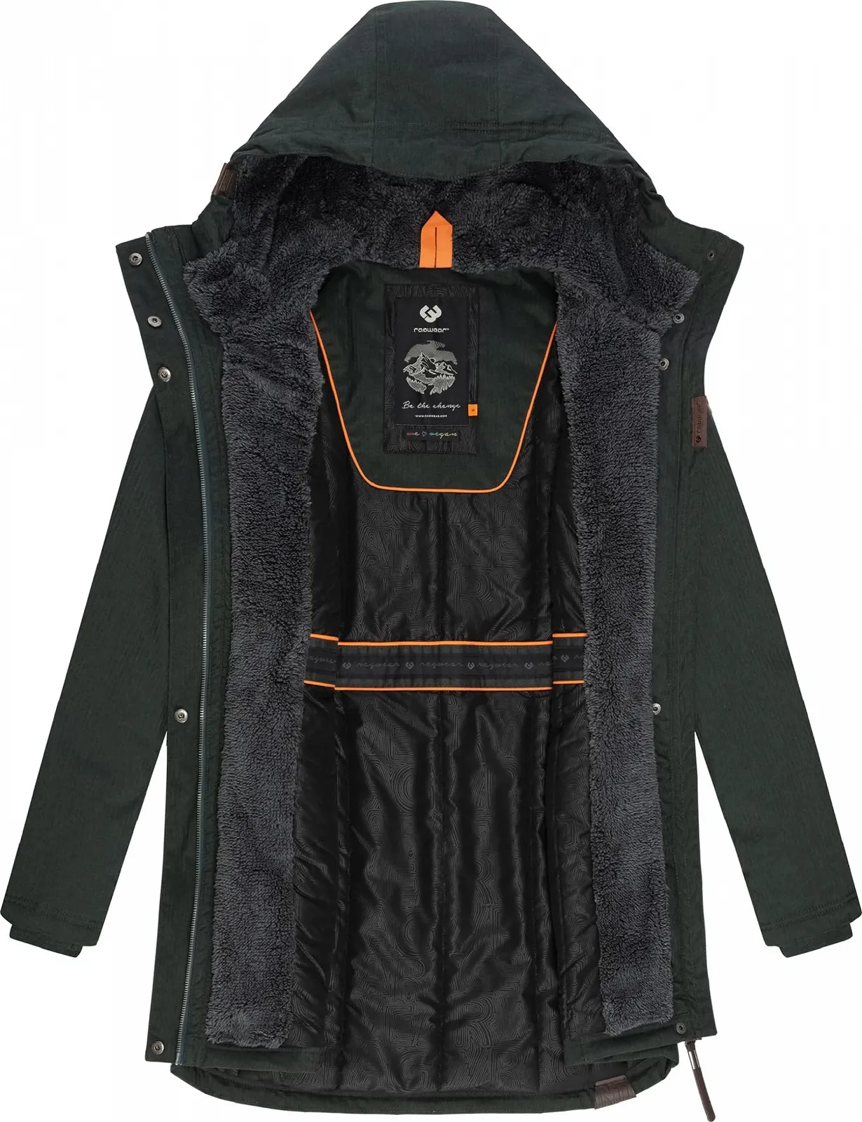 Жіноче зимове пальто Ragwear Elsie Melange, утеплене, парка, довге, водонепроникне з капюшоном, фото №5