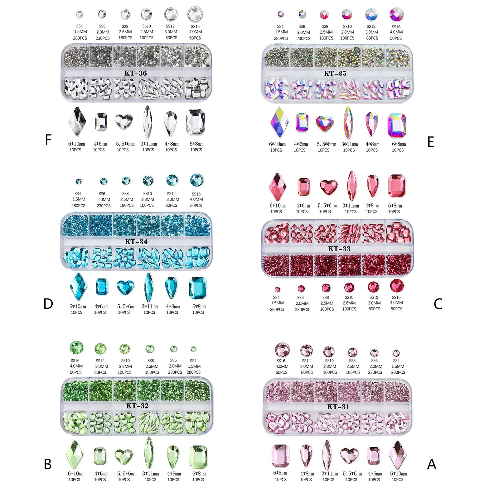 Стразы для ногтей разных форм, кристаллы для ногтей, камни для ногтей, фото №6