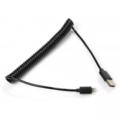 Дата кабель USB 2.0 AM to Lightning 1.8m Spring black Vinga (VCPDCLS1.8BK), фото №1