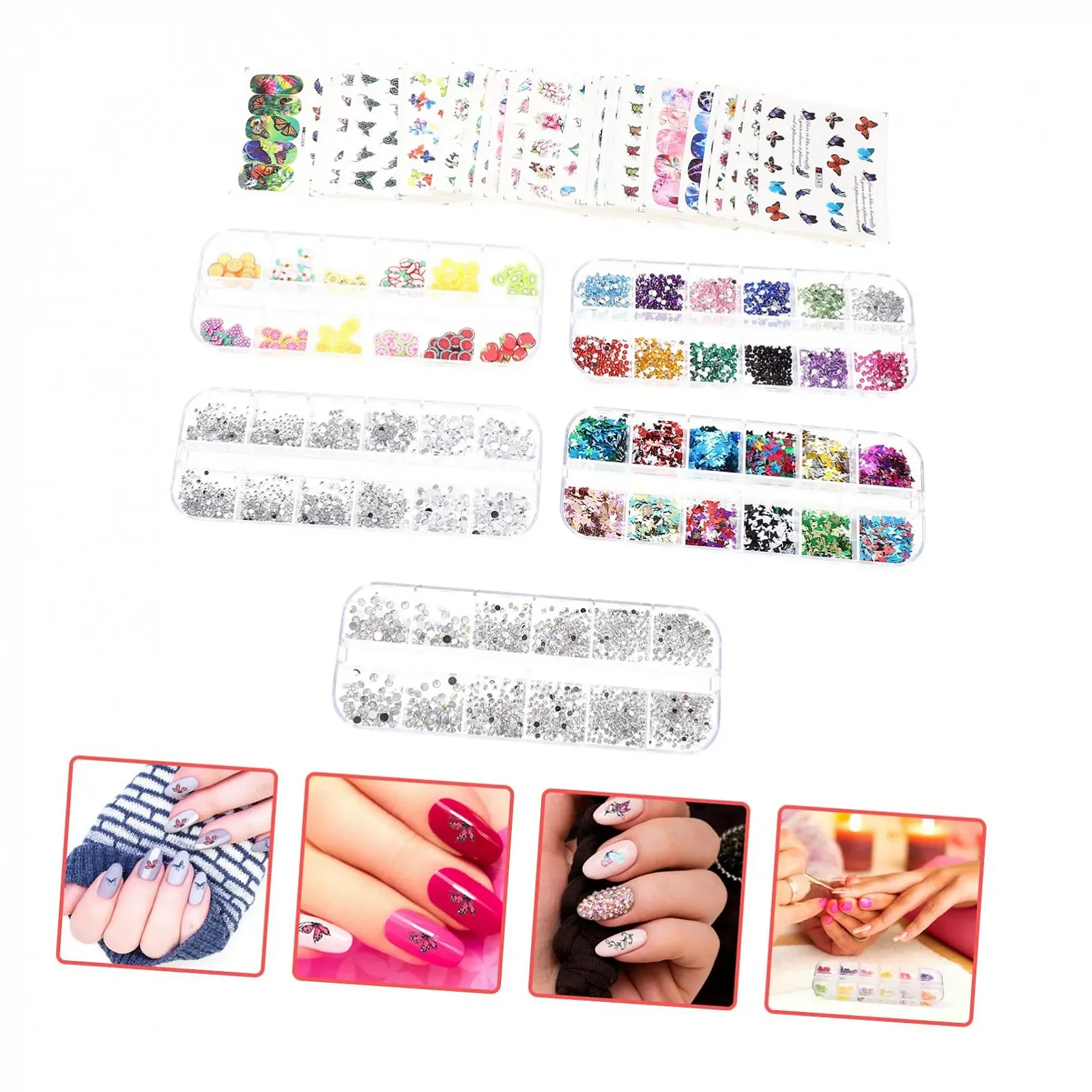 FRCOLOR 2 Набора Аксессуары для дизайна ногтей Аксессуары для ногтей Стразы Украшение Бабочка Украшение для красоты ногтей Женский инструмент для маникюра Украшения из страз Фруктовые нарезки Miss, фото №2