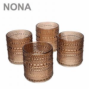 Набор NoNa ORIS Подсвечники для свечей Rusty Brown из стекла, 4 шт synthetic.ua - Фото 1
