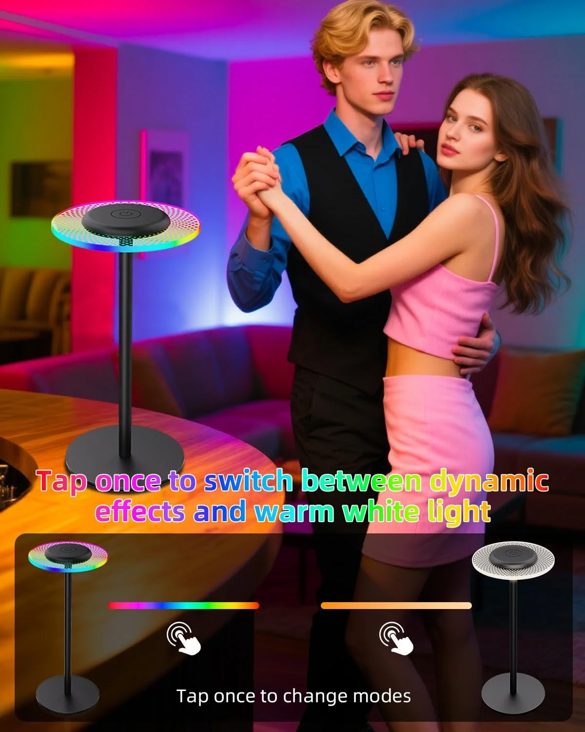 Настільна лампа LED Бездротова Акумуляторна 2200 mAh RGB IP54, фото №3