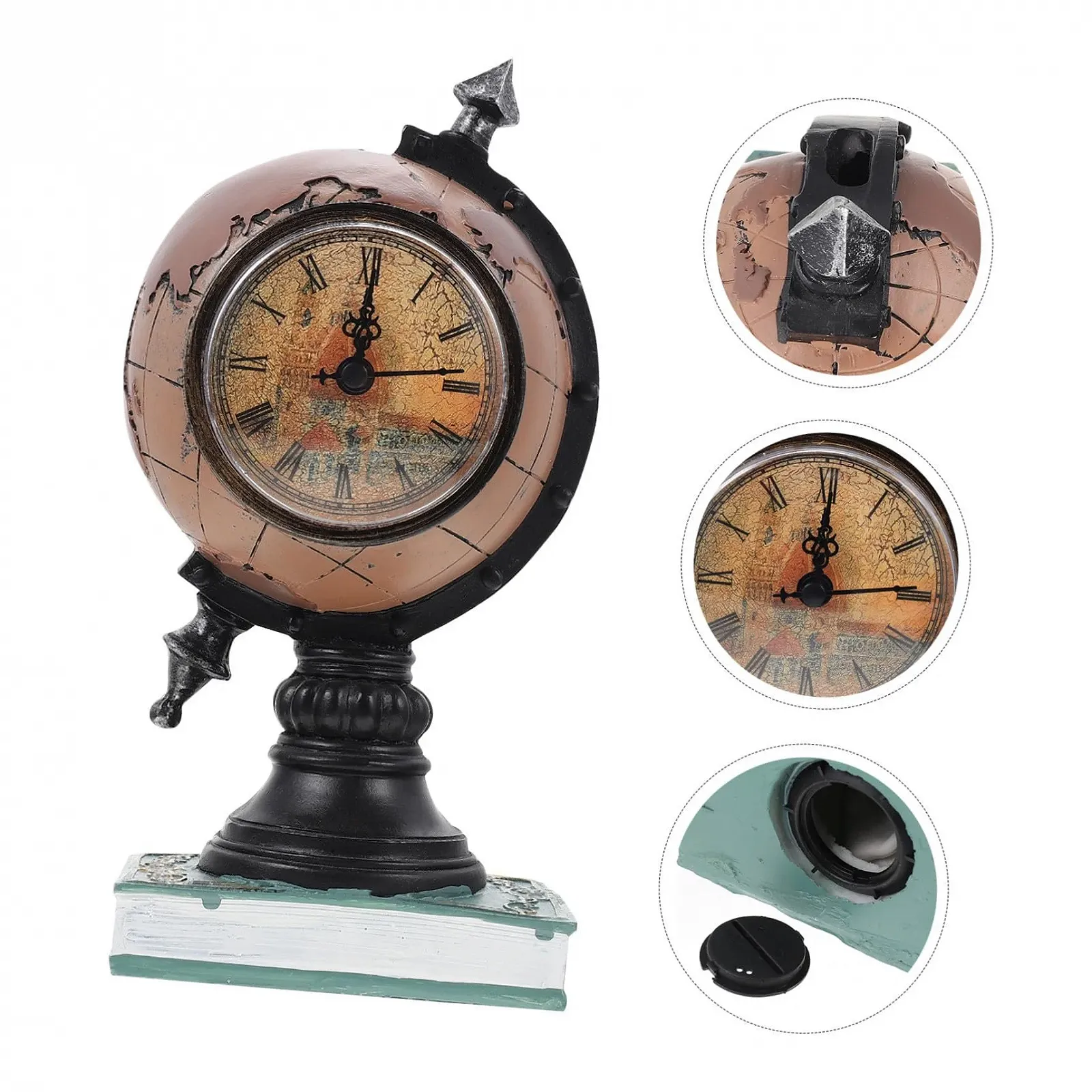 Настольные часы-глобус в стиле ретро VICASKY, винтажные, шикарные, настольные, декоративные, в европейском стиле, прочные, большие, для гостиной, кухни, офиса, фото №9 Настольные часы-глобус в стиле ретро VICASKY, винтажные, шикарные, настольные, декоративные, в европейском стиле, прочные, большие, для гостиной, кухни, офиса, фото №9
