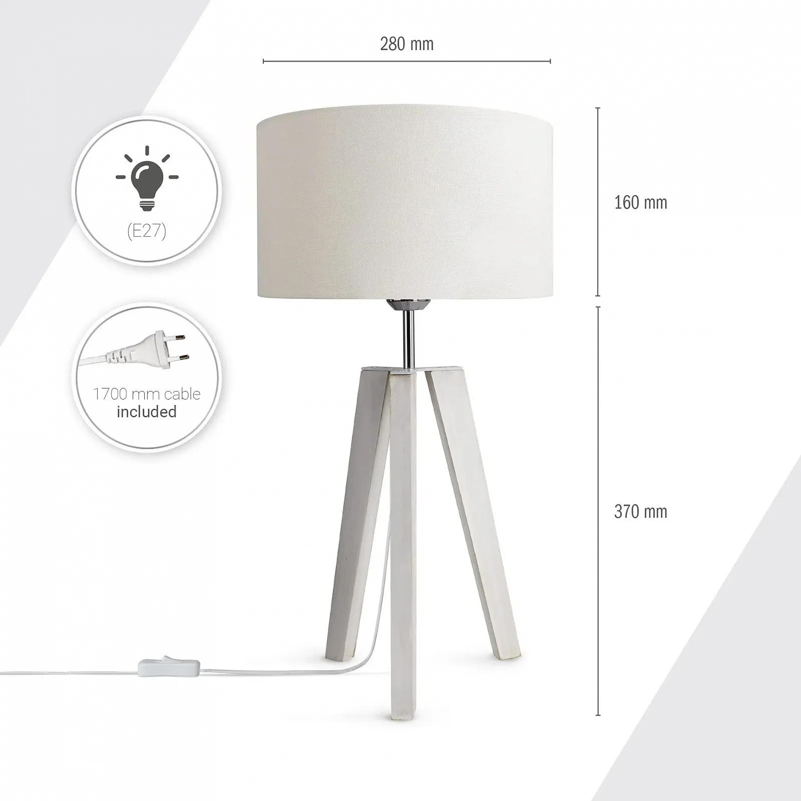 Настільна лампа Paco Home для спальні та вітальні E14 тканинний абажур з вимикачем Дерево, фото №3