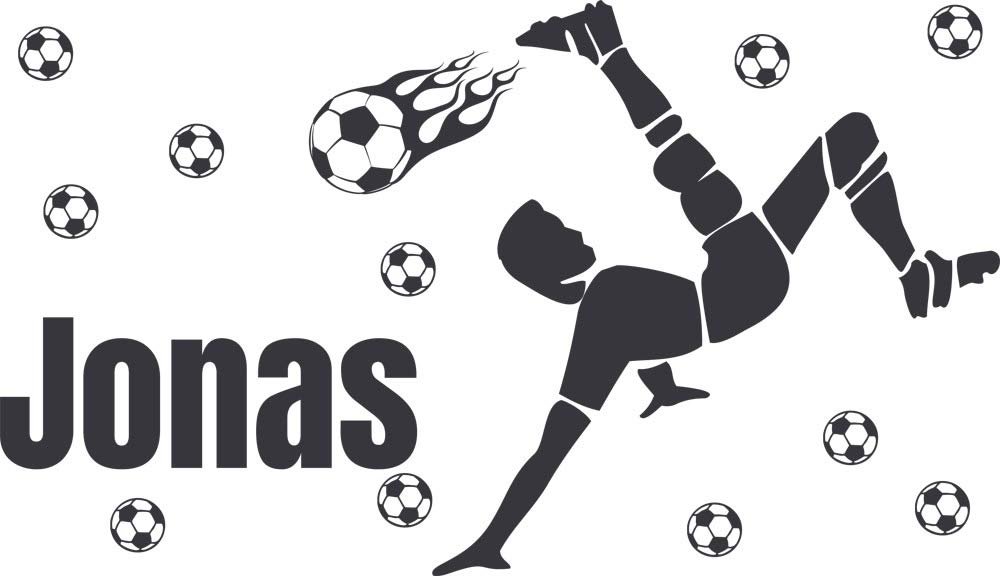 Наклейка на стіну GRAZDesign Футбол Іменна 99 x 57 см Темно-сіра, фото №2