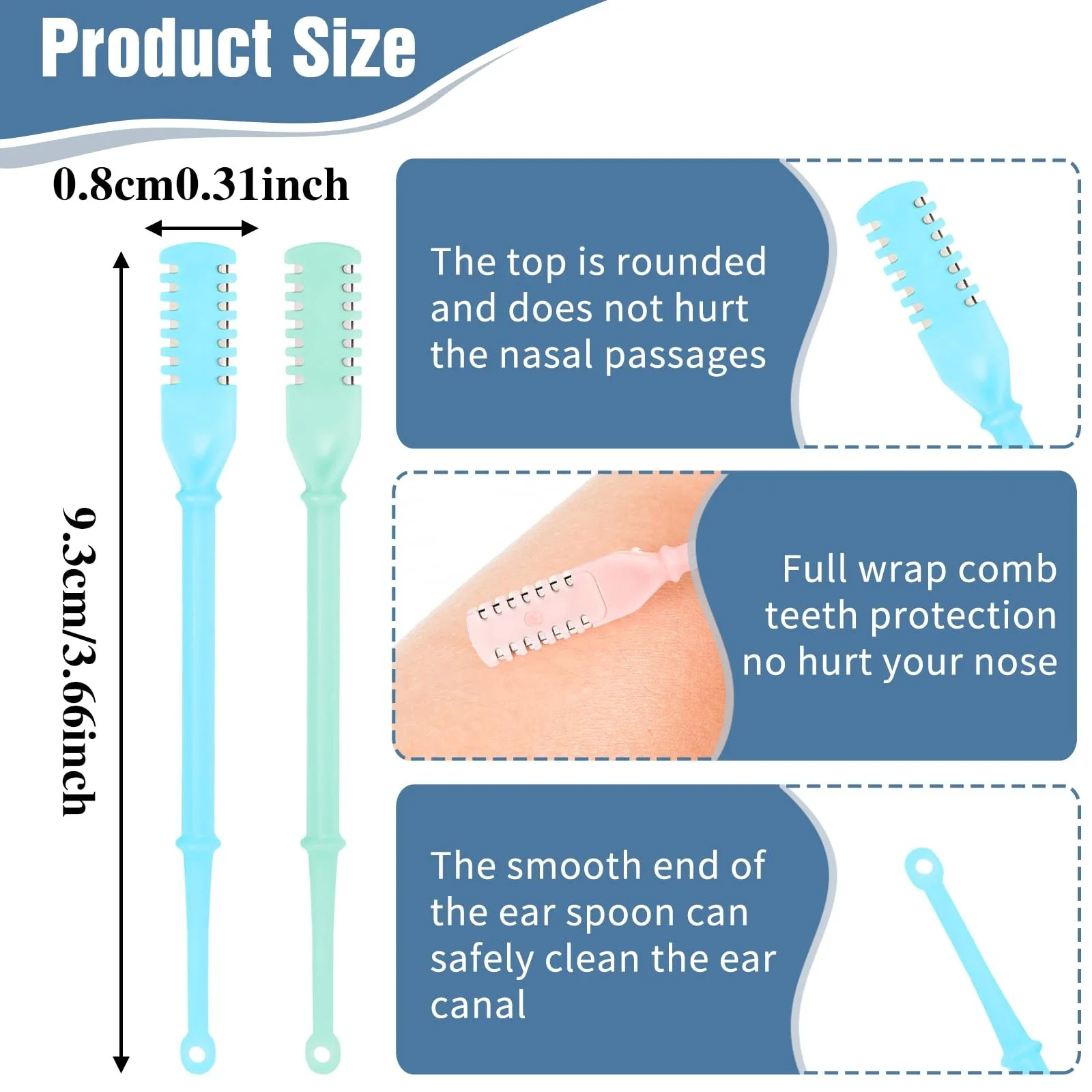 Тример Andibro 5 x 2-в-1 Носовий Мануальний Обертовий Інструмент для Видалення Носового Волосся 360° Обертовий З Двосторонніми Насадками З Вушними Інструментами Для Жінок І Чоловіків, фото №3