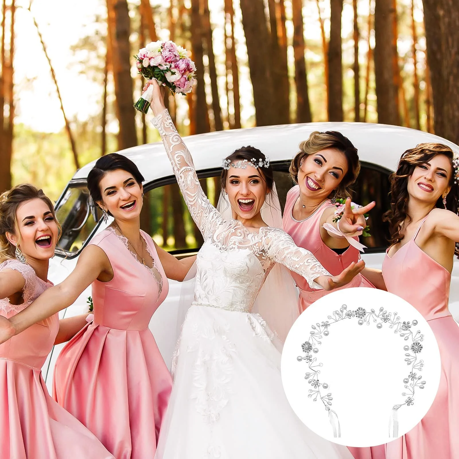 Вінок для волосся Квітка Перли Кристал, фото №6