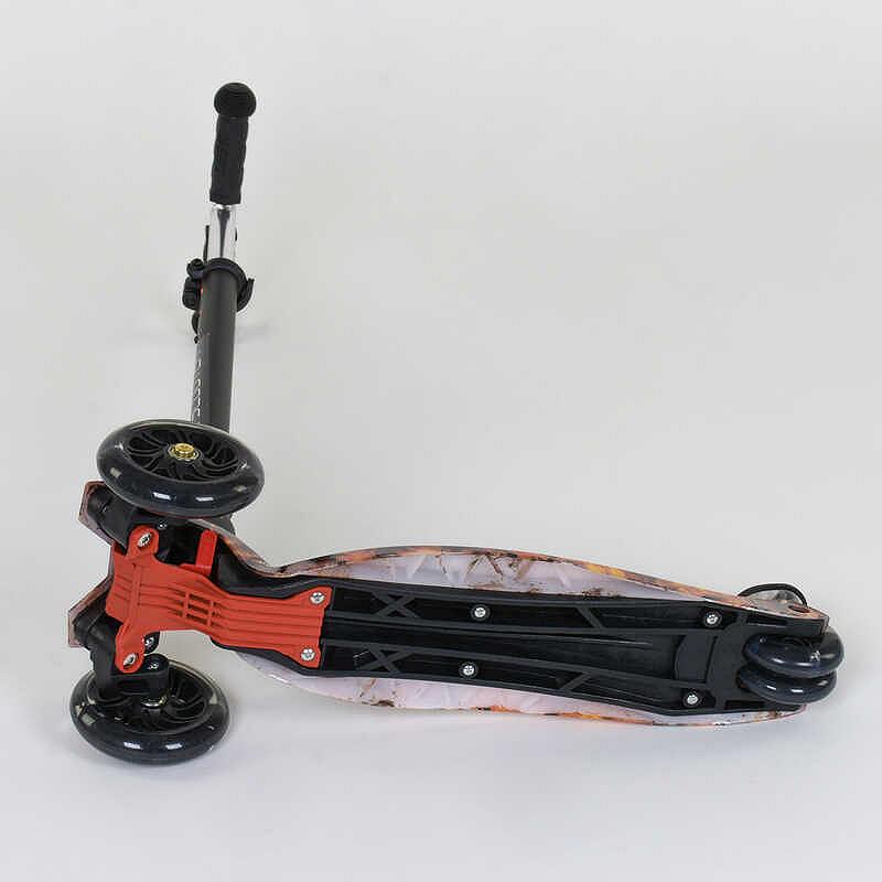 Самокат дитячий пластмасовий з алюмінієвою трубкою руля 4 колес Black/Orange 74312, фото №3